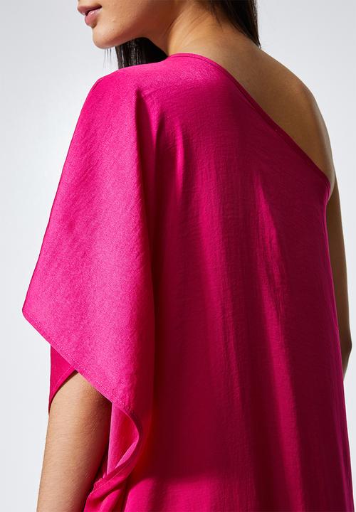 VELVET - Asymmetrical sleeve maxi - pink 