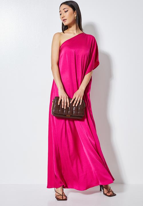 VELVET - Asymmetrical sleeve maxi - pink 