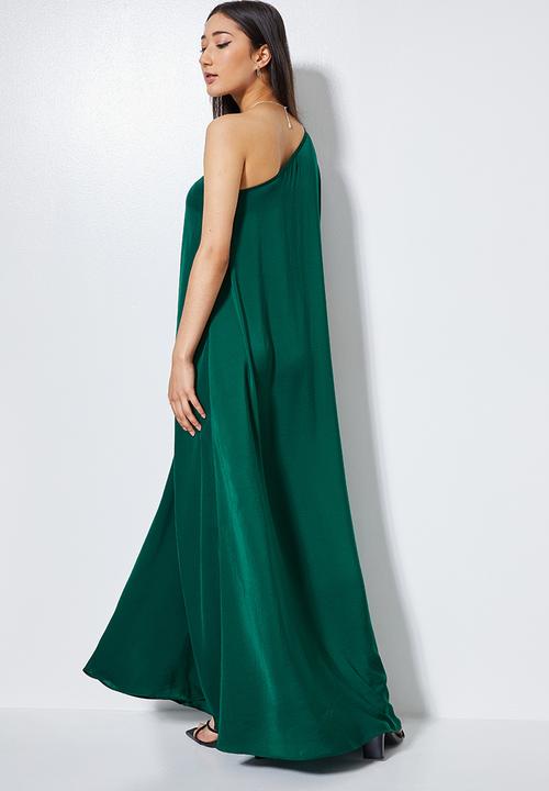 VELVET - Asymmetrical sleeve maxi - green 