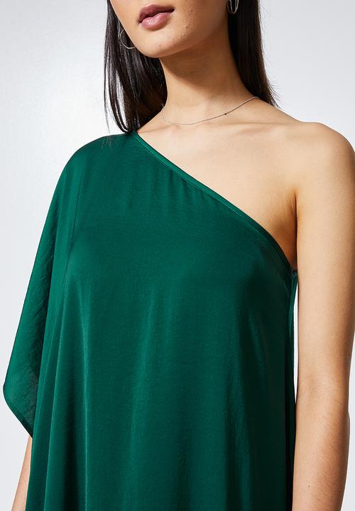 VELVET - Asymmetrical sleeve maxi - green 