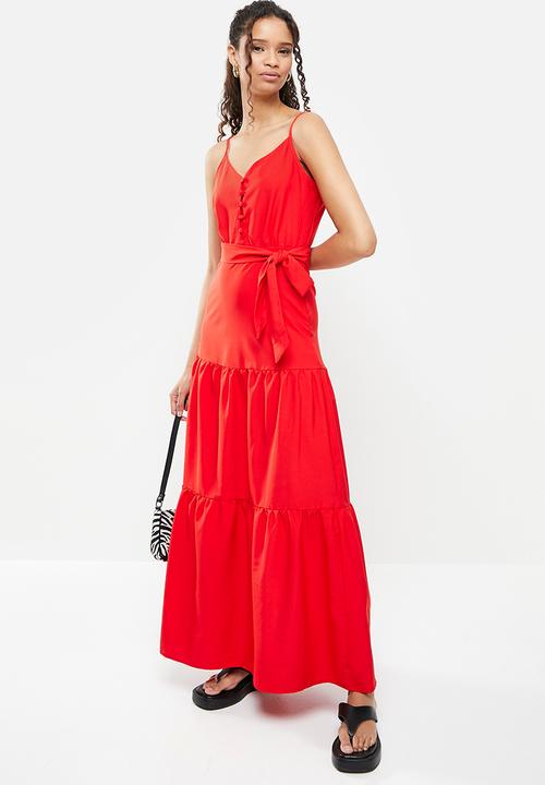dailyfriday - Tie front maxi dress - red