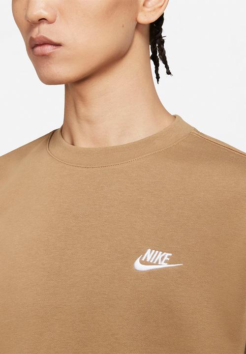 Nike - NSW Club Crew BB Sweatshirt - dk driftwood/white