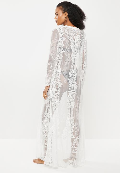 Missguided - Premium eyelash lace kimono - white