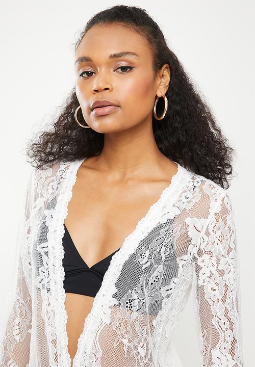 Missguided - Premium eyelash lace kimono - white