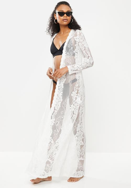 Missguided - Premium eyelash lace kimono - white