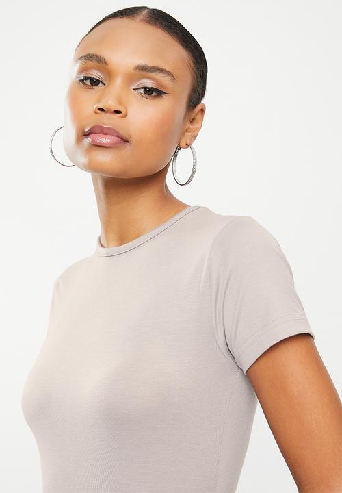 Missguided - Basic crew neck midi dress - light grey