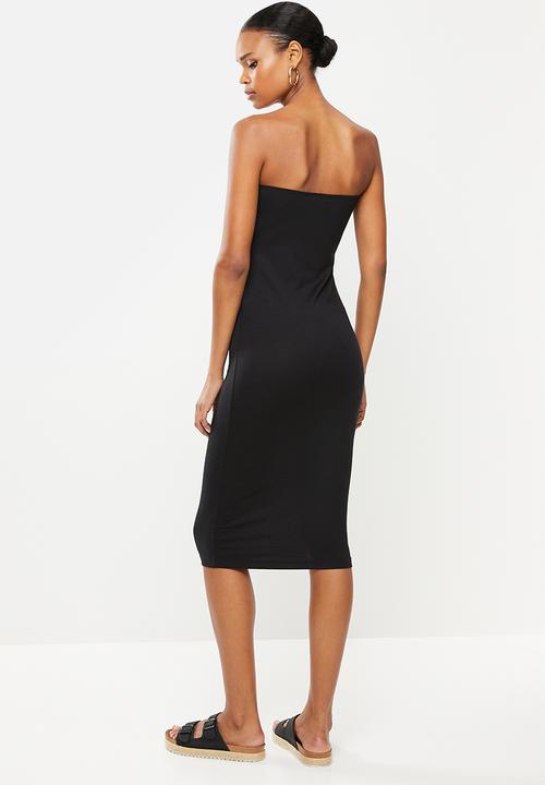 Missguided - Basic bandeau bodycon midi dress - black