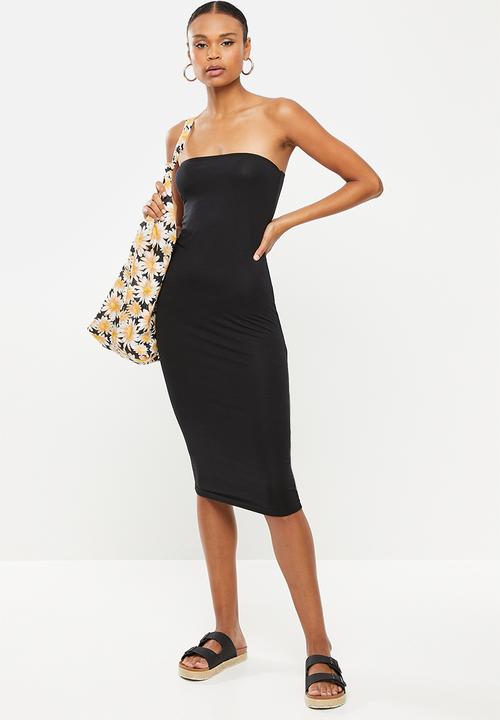 Missguided - Basic bandeau bodycon midi dress - black