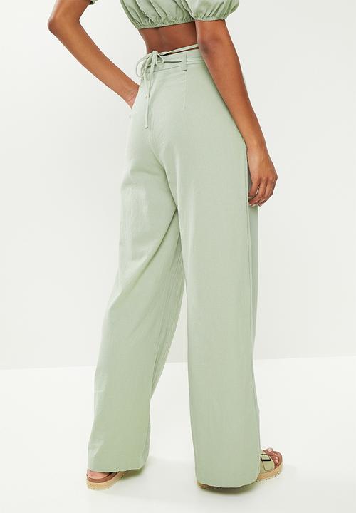 Missguided - Coord linen straight leg trouser - sage