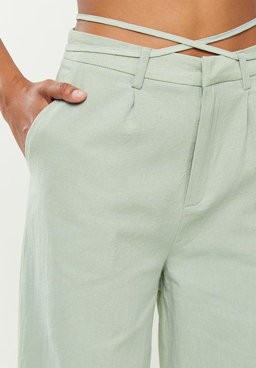 Missguided - Coord linen straight leg trouser - sage
