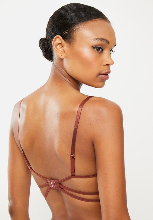 Missguided - Scallop mesh strap detail bra - chocolate