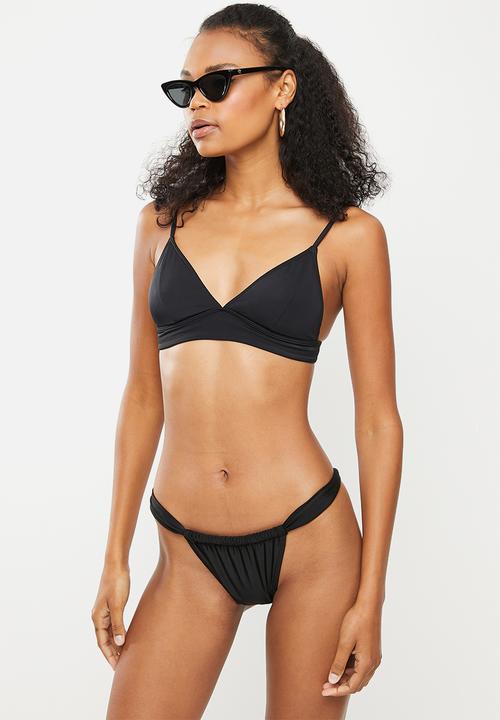 Missguided - Thick strap itsy bitsy bikini bottom - black