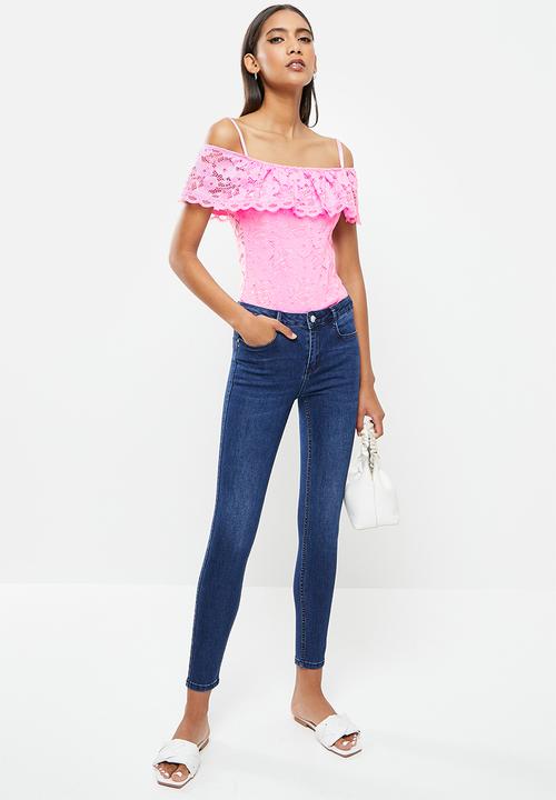 SISSY BOY - Bardot lace bodysuit - pink