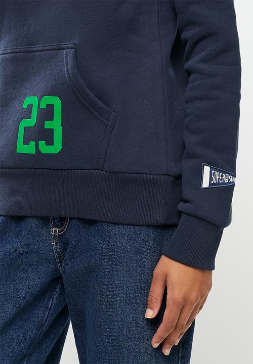 Superdry. - Collegiate cali graphic hoodie - nautical navy