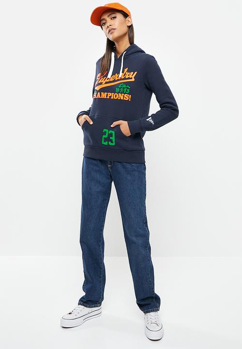 Superdry. - Collegiate cali graphic hoodie - nautical navy