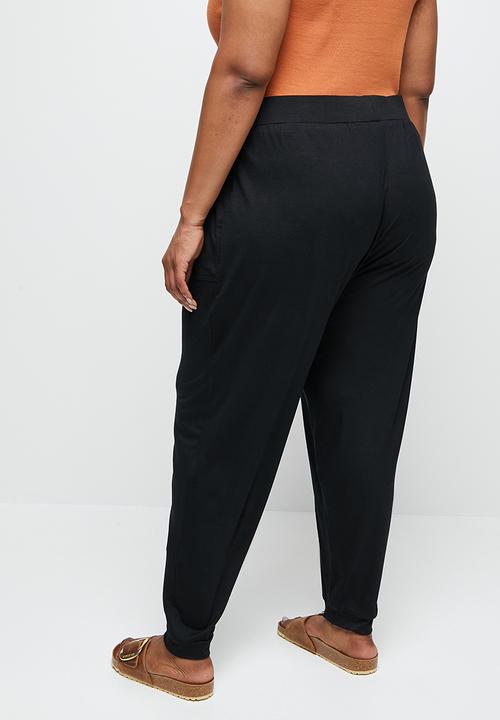 edit Plus - Drop crotch knit harem - black