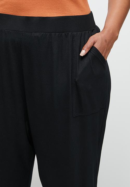 edit Plus - Drop crotch knit harem - black