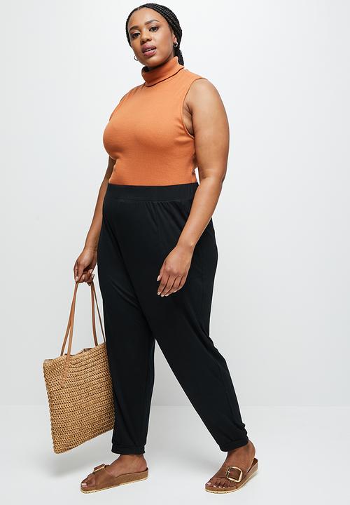 edit Plus - Drop crotch knit harem - black