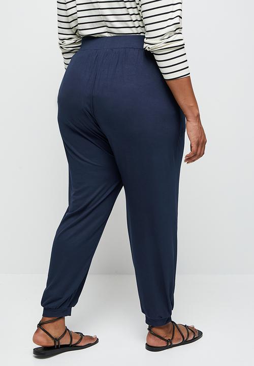 edit Plus - Drop crotch knit harem - navy