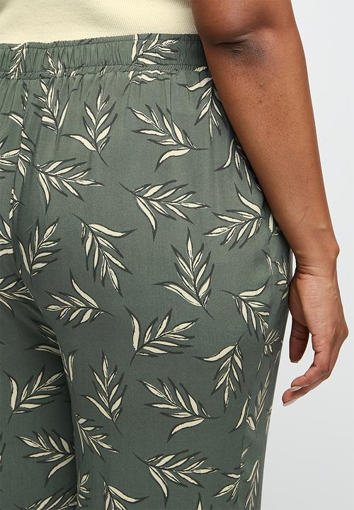 edit Plus - Printed straight leg trouser - khaki 