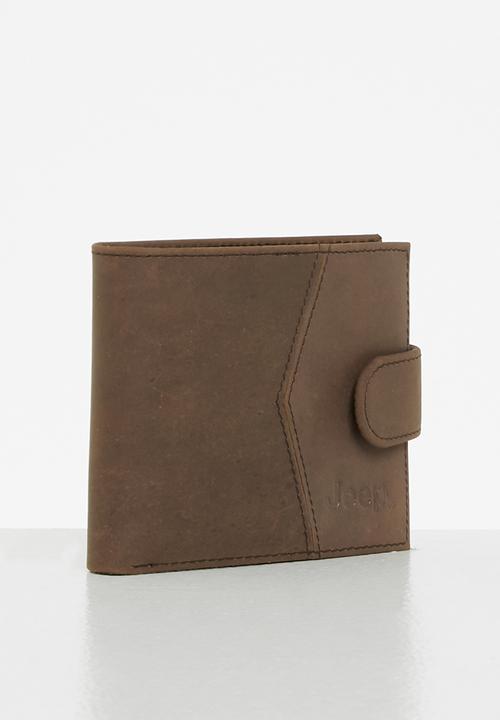 JEEP - Leather clip wallet - brown