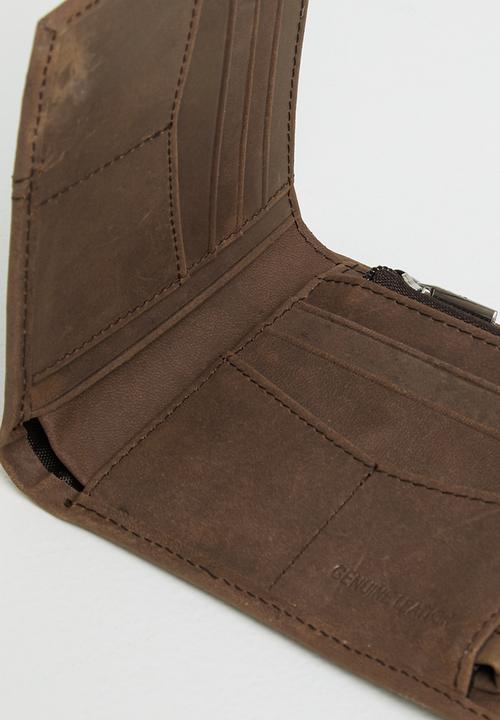 JEEP - Leather clip wallet - brown