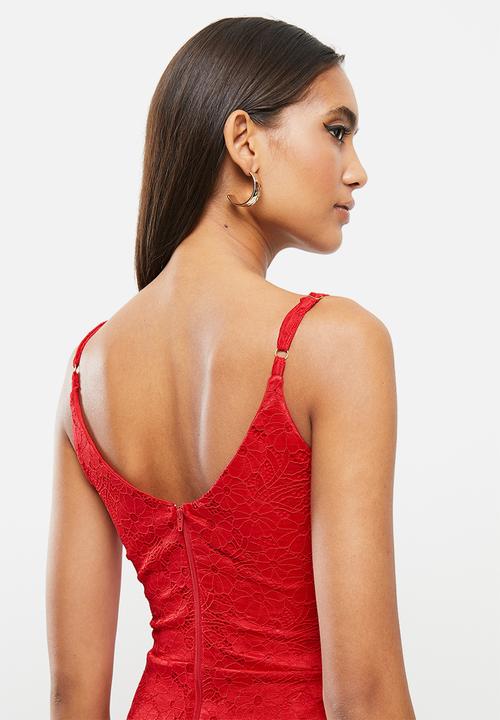 SISSY BOY - Strappy wrap stretch lace dress - red