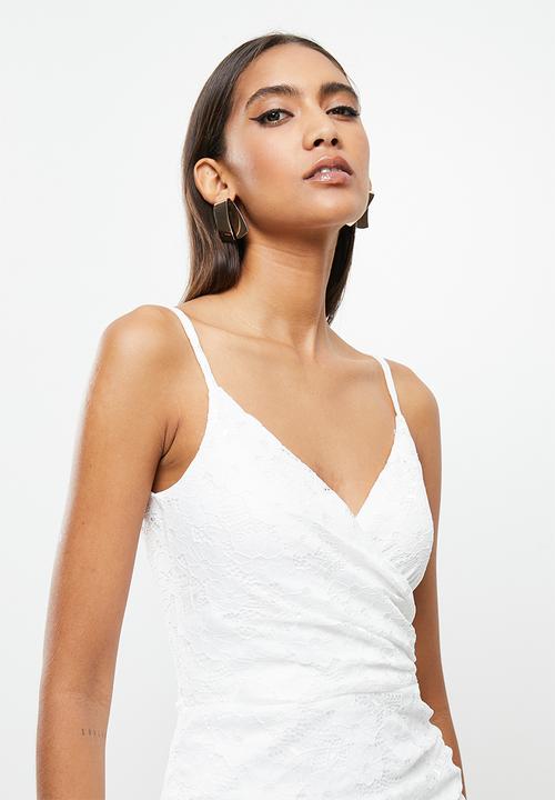 SISSY BOY - Strappy wrap stretch lace dress - off white