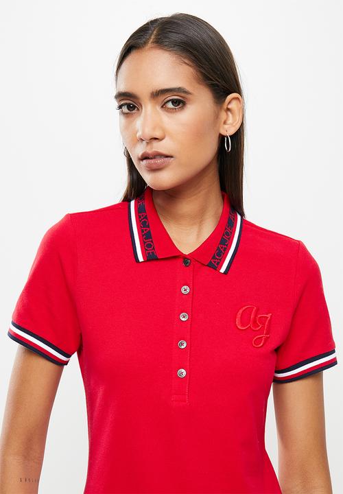 Aca Joe - Golfer short sleeve polo dress - red & white