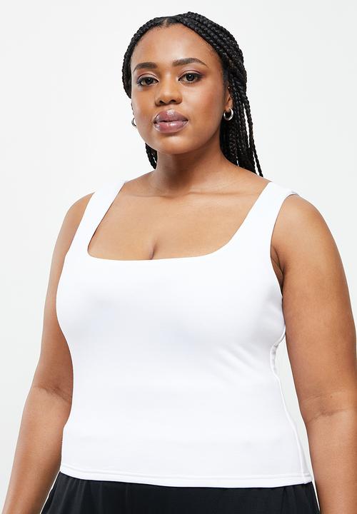 Me&B - Plus double layer waisted vest - white