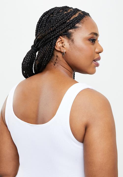 Me&B - Plus double layer waisted vest - white
