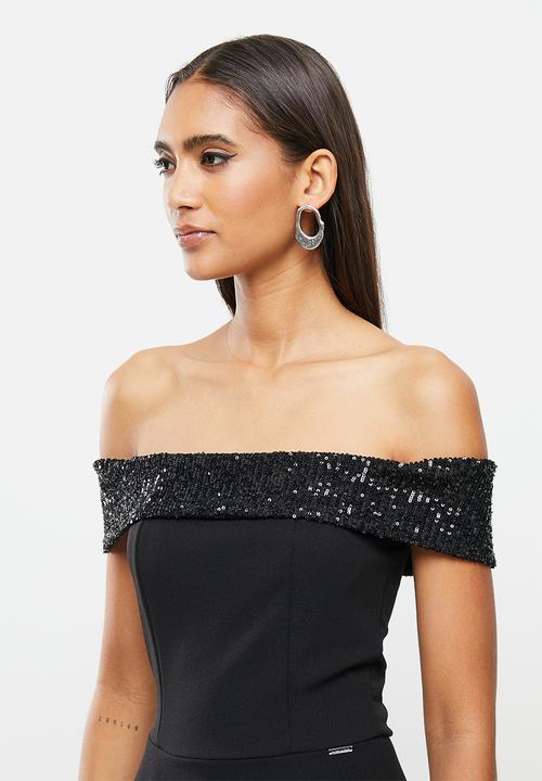 SISSY BOY - Bardot skater with sequin inset - black