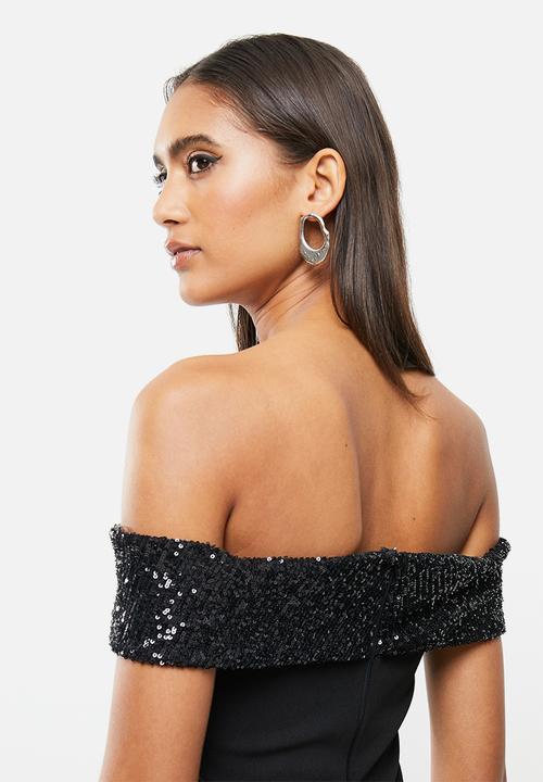 SISSY BOY - Bardot skater with sequin inset - black