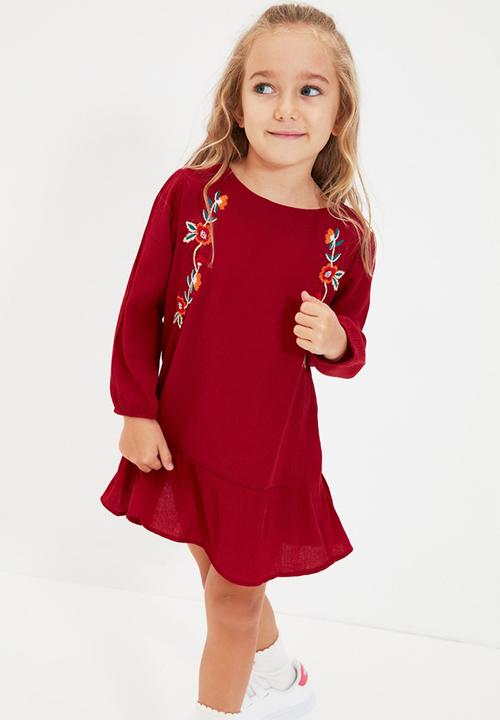 Trendyol - Baby doll printed dress - red
