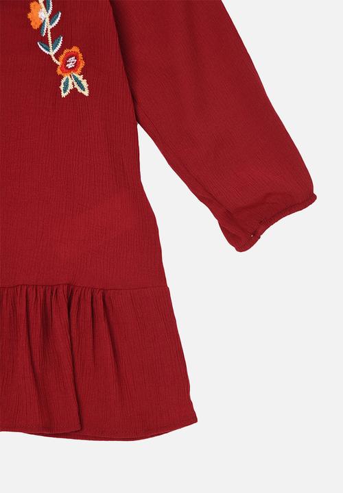 Trendyol - Baby doll printed dress - red