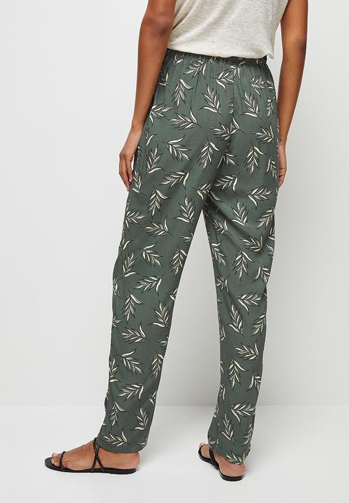 edit - Printed straightleg trouser - khaki grunge palm leaves