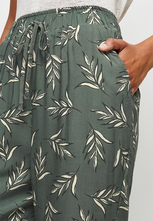 edit - Printed straightleg trouser - khaki grunge palm leaves