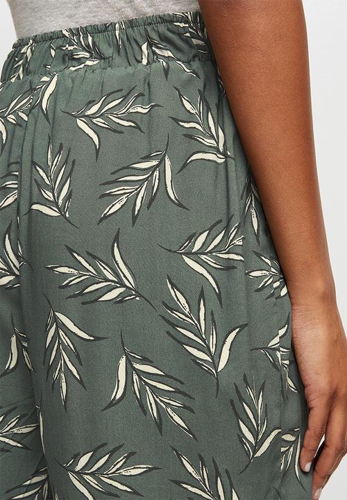 edit - Printed straightleg trouser - khaki grunge palm leaves