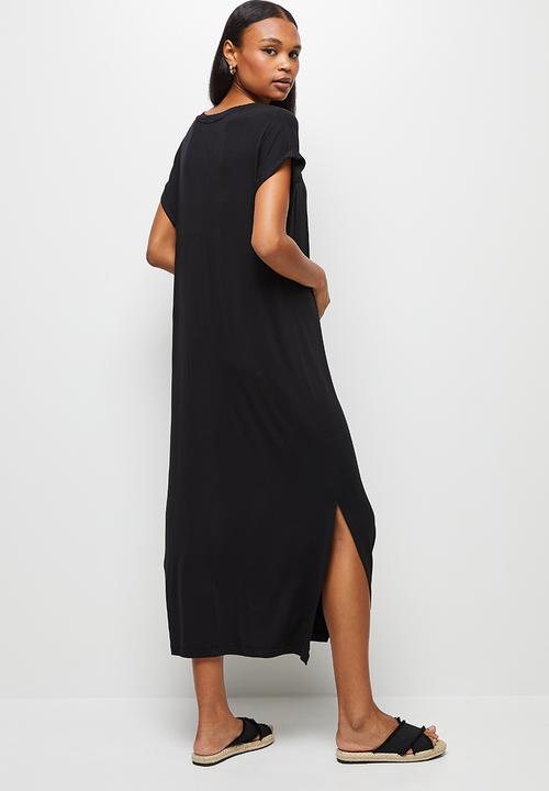 edit - V-neck knit collumn maxi - black