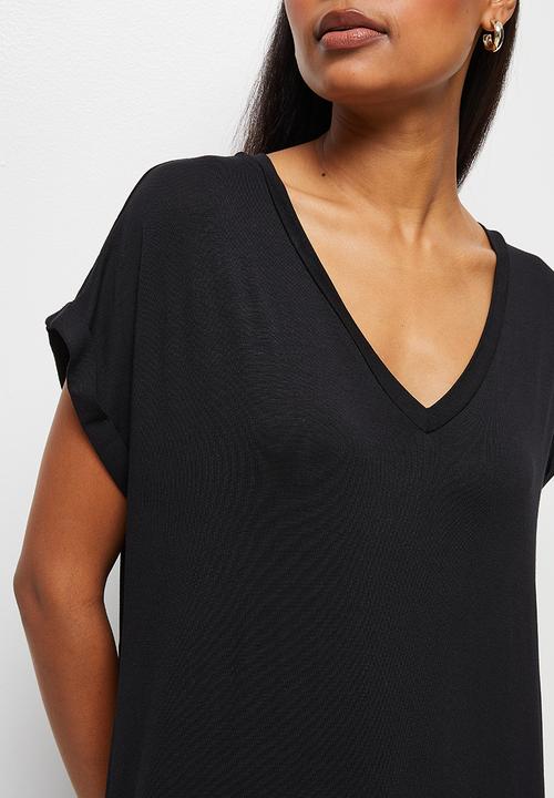edit - V-neck knit collumn maxi - black