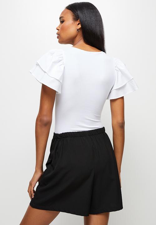 MILLA - Volume ruffle sleeve bodysuit - white