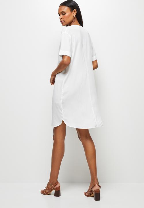 edit - Mandarin collar swing hem tunic - milk