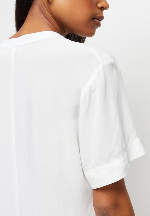 edit - Mandarin collar swing hem tunic - milk