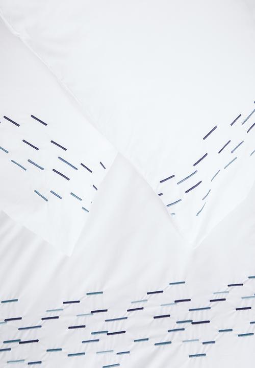 Sixth Floor - Sticks embroidered duvet set - blue