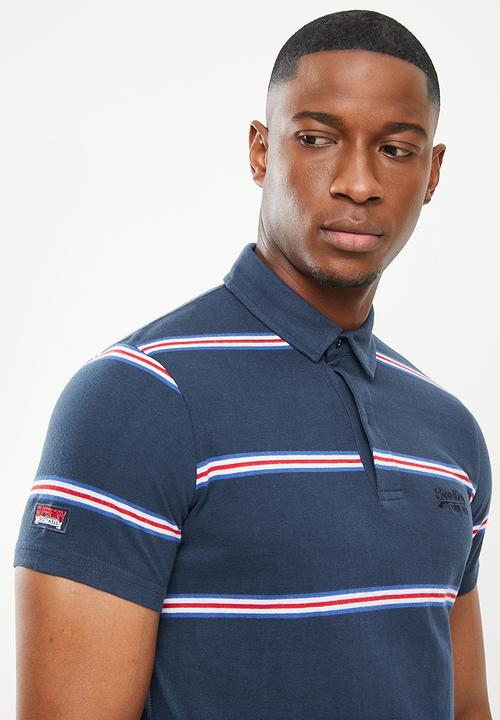 Superdry. - Academy stripe polo - varsity navy stripe