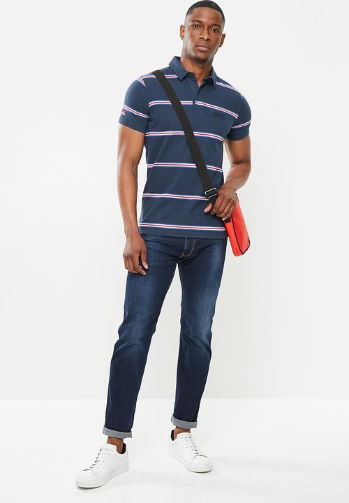 Superdry. - Academy stripe polo - varsity navy stripe