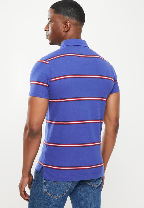 Superdry. - Academy stripe polo - varsity blue