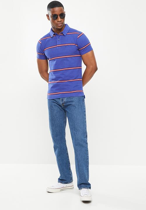 Superdry. - Academy stripe polo - varsity blue