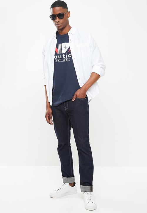 Nautica - V17115 logo tee - navy