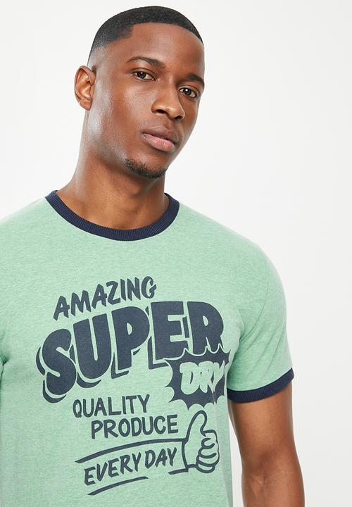 Superdry. - Workwear ringer tee - bright green marl